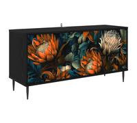TV Cabinet with Door Black Oak Engineered Wood Media Storage Home Ample vidaXL