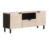 vidaXL TV Cabinet White Wash Finish 105 x 33 x 46 cm Solid Mango Wood