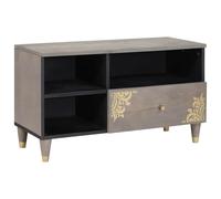 Media Storage Cabinet Tv Drawer 80 X 33 46 Cm Solid Mango Wood Honey brown Grey