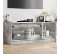 TV Cabinet with Glass Doors Concrete Grey 102x37x42 cm Berkfield Home Grey One Size