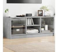 TV Cabinet with Glass Doors Concrete Grey 102x37x42 cm Berkfield Home Grey One Size