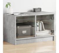 TV Cabinet with Glass Doors Concrete Grey 68x37x42 cm Berkfield Home Grey One Size