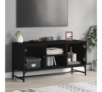 TV Cabinet with Glass Doors Home TV Stand Media Entertainment Centre Unit vidaXL