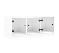TV Cabinet with Glass Doors Stand Entertainment Centre Unit White vidaXL