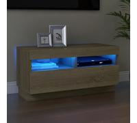 vidaXL TV Cabinet with LED Lights High Gloss White TV Stand Hifi Cabinet Set