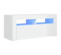 TV Cabinet with LED Lights High Gloss White 90x35x40 cm