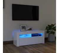 vidaXL TV Cabinet with LED Lights High Gloss White 90x35x40 cm UK