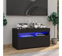 vidaXL TV Cabinet with LED Lights Black Media Unit Sideboard Home Furniture
