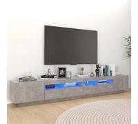 vidaXL TV Cabinet with LED Lights Concrete Grey 260x35x40 cm TV Stand Hifi Set