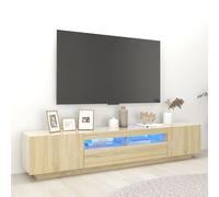vidaXL TV Cabinet with LED Lights Sonoma Oak 200x35x40 cm TV Stand Cabinet