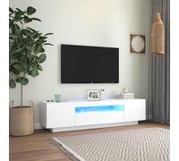Vidaxl Tv Cabinet With Led Lights White 160X35X40 Cm