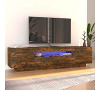 vidaXL TV Cabinet with LED Lights Smoked Oak 160x35x40 cm UK NEW