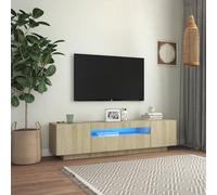 vidaXL TV Cabinet with LED Lights Sonoma Oak 160x35x40 cm Hifi Cabinet TV Unit