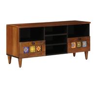 TV Cabinet with Drawer Walnut 100 x 33 x 46 cm Solid Mango Wood