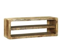 TV Cabinet with Shelf Brown Solid Wood Mango 100 x 32 x 36 cm Modern Living Room Lowboard with Storage and Compartments for Storage and Entertainment