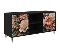TV Cabinet with Shelf with Door Black Oak Engineered Wood Media Storage vidaXL