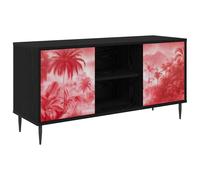 TV Cabinet with Shelf with Door Black Oak Engineered Wood Media Storage vidaXL