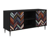 TV Cabinet with Shelf with Door Black Oak Engineered Wood Media Storage vidaXL