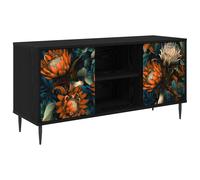 TV Cabinet with Shelf with Door Black Oak Engineered Wood Media Storage vidaXL