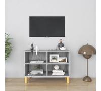 TV Cabinet with Solid Wood Legs Grey Sonoma 69.5x30x50 cm Berkfield Home Grey One Size