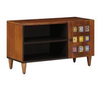 Media Storage Cabinet Solid Mango Wood TV 80cm Unit Door Natural Walnut LED 80 c