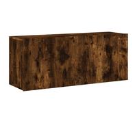 vidaXL 2 Door Smoked Oak Wall Mounted TV Cabinet - Size: 41 x 100 x 30cm - Brown - Wilko
