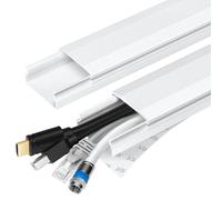 TV Cable Hider - 62.8in PVC Cord Hider Cable Management Wall, Paintable Cord Concealer for Wall Mounted TV, Cables Raceway White Wire Hider, Wall Wire Covers for Cords, 4* L15.7in *W1.2in *H0.59in