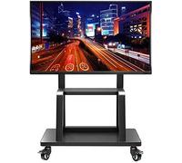 TV Cart Stand for 55" 95" Flat Panel TVs Black Rolling TV Stand with 2 Shelves & Locking WheelsMobile TV Stand for Home/Office Use