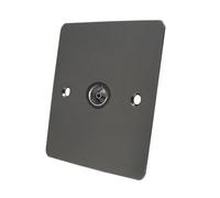 TV Coaxial Aerial Socket Single 1 Gang - Polished Black Nickel - Flat