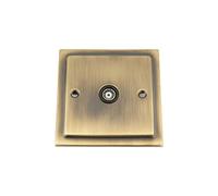 TV Coaxial Aerial Socket Single 1 Gang - Victorian - Antique Brass