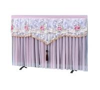 Tv Cover Does Not Take Off The TV Cover When Turned on Non Removable Lace Embroidered Hanging Set(Color01 pink,120 x Height75cm)