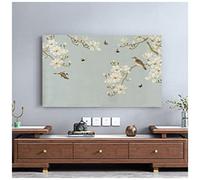 TV Cover for Flat Screen Smart TVs, Dust-Proof Display Protector with Decorative Print, Linen Cotton Blend Fabric