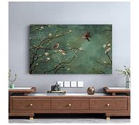 TV Cover for Flat Screen Smart TVs, Dust-Proof Display Protector with Decorative Print, Linen Cotton Blend Fabric