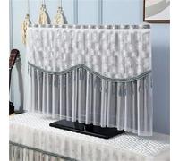 TV Cover Tassel Edge Living Room TV Decoration Dust Cover Wall Mounted LCD Lace Embroidered Yarn Cloth Without Removing It(Green,115x Height 80cm)