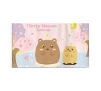 Tv Covers TV Cover Dustproof & Decorative,Hand-Drawn Pink Petal Background With Bear Design,Thickened Fabric,Fits 24-85 Inch TVs(24inch)