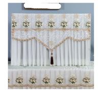 Tv Covers TV Cover Tassel Lace Soft And Breathable Chiffon Television Protective Cover Wall Mounted Vertical Universal TV Dust Hood(Color-06,125x Height 80cm)