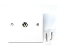 TV/FM Coaxial Single Socket Faceplate Wall Plate, Rounded Edge Design - Easy Install with Screws Included