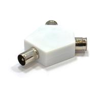 TV Freeview RF Coaxial Splitter Connects 1 Device to 2 TVs