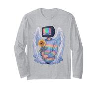 TV Head Man Angel Wings Eye Sunflower Weirdcore Aesthetic Long Sleeve T-Shirt