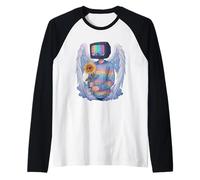 TV Head Man Angel Wings Eye Sunflower Weirdcore Aesthetic Raglan Baseball Tee
