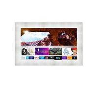 TV in Disguise Framed Mirror Television, compatible with a Samsung QLED Smart LED TV - supplied with 43 inch TV (Edge Silver Crosshatch)