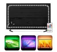 HAMLITE TV LED Backlight USB Powered, 6500K White PC Monitor Bias Lighting for 60 65inch TVs,14.8Ft RGBW Led Light for TV with RF Remote 20 Colors Changing LED Background Room Decor