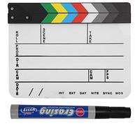 TV Movie Board Slate Acrylic Director Film Clapperboard Film Cut Prop with Dry Erase Pen, Suitable for Shoot Props/Advertisement/Home Decoration/Cosplay/Background, Etc (Color Whiteboard PAV1CWE4)