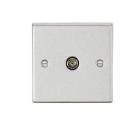 TV Outlet (non-isolated) - Square Edge Brushed Chrome