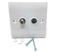 TV & Satellite Faceplate - 2 Gang Outlet with 1 TV & 1 F-Type Female Socket