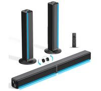 TV Sound Bar, Soundbar with RGB LED Lights & 2.1CH Bluetooth Speaker Surround System, 180W Surround Sound, AUX/Optical/HDMI ARC Home Theater Speaker, 2 in 1 Detachable for Smart TV/Projector/Gaming/PC
