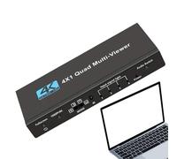 TV Splitter - 4-in-1 Digital Multiviewer, Quad Screen Display Adapter, Seamless Video Switcher | High Definition 4K Converter For Game Setup Conference Room Security Monitoring Control Center Office U