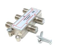 TV Splitter F-Type Screw-on Connectors RF Coaxial Cable Adapter, Passive Wideband Signal, 5-2500Mhz (4 Way)