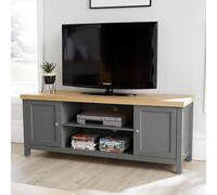 TV Stand 2 Door Cabinet Television Unit 36mm Oak Top Two Tone Shelf