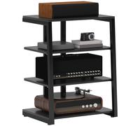 TV Stand 60x60.5x79cm Black Particle Board & Steel 4-Tier Adjustable Shelves HD